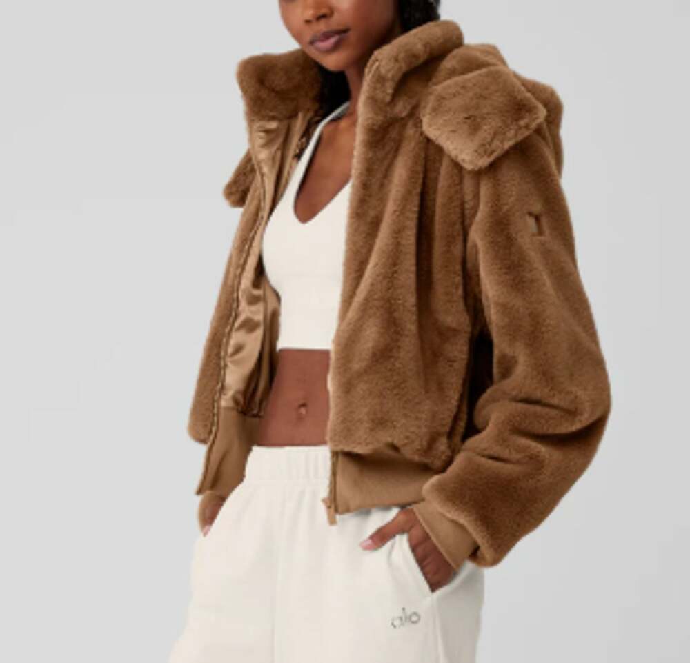 Alo Yoga Foxy Fur Jacket Espresso Brown S